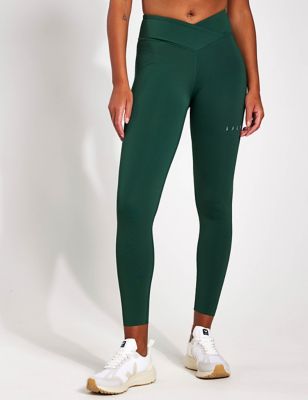 Born Women's High Waisted Leggings - Medium Green, Medium Green,Black