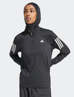 Adidas Womens Own The Run Funnel Neck Half Zip Sweatshirt - XS - Black, Black