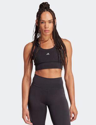 Adidas Women's Run Pocket Medium Support Sports Bra - XSA/B - Black, Black