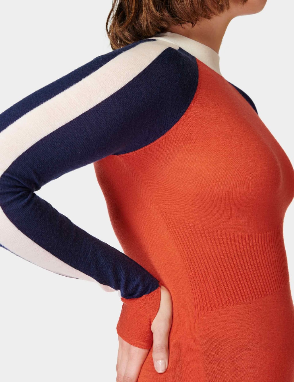 Pure Merino Wool Colour Block Crew Neck Top image 5