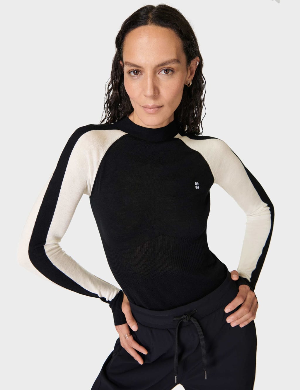 Pure Merino Wool Colour Block Crew Neck Top image 1