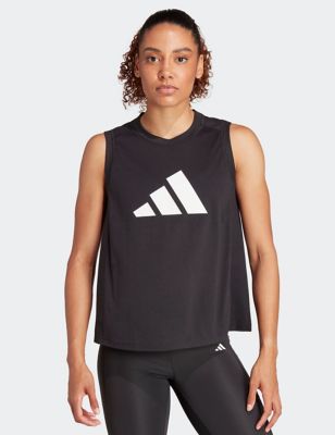 Adidas Women's Essentials Big Logo Crew Neck Vest Top - XS - Black Mix, Black Mix