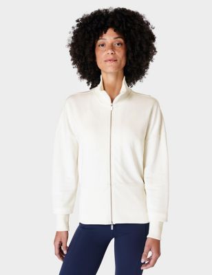 Sweaty Betty Womens After Class Modal Blend Zip Up Sweatshirt - XS - Soft White, Soft White