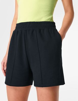 Sweaty Betty Womens After Class Cotton Modal High Waisted Shorts - Black, Black