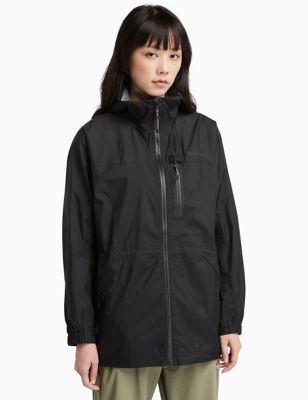 Timberland Women's Jenness Waterproof Hooded Packaway Rain Jacket - Black, Black