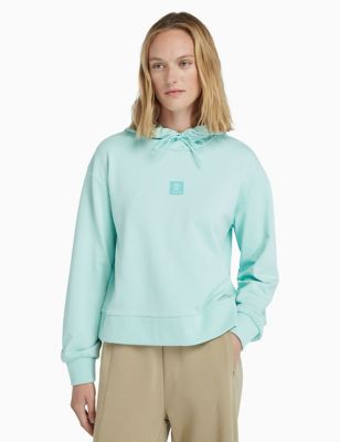 Timberland Womens Cotton Rich Hoodie - M - Turquoise, Turquoise,Black