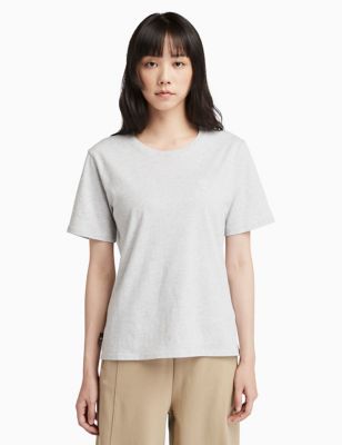 Timberland Womens Dunstan Pure Cotton T-Shirt - L - Medium Grey Mix, Medium Grey Mix,Black