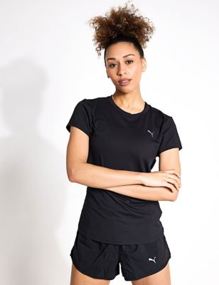 Puma Womens Studio Crew Neck Fitted T-Shirt - Black, Black