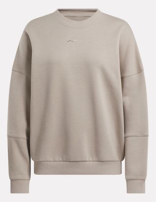 Reebok Womens Lux Oversized Crew Neck Sweatshirt - Grey, Grey,Soft White