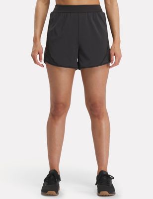 Reebok Women's Lux Woven High Waisted Gym Shorts - Black, Black
