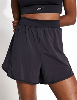 Reebok Womens Lux Woven High Waisted Gym Shorts - Black, Black