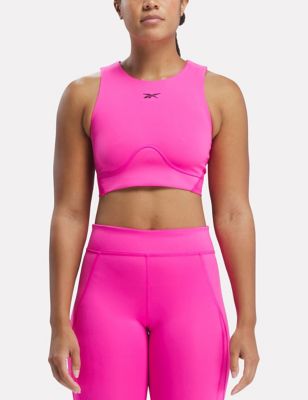 Reebok Womens Lux Contour Fitted Crop Top - XS - Hot Pink, Hot Pink