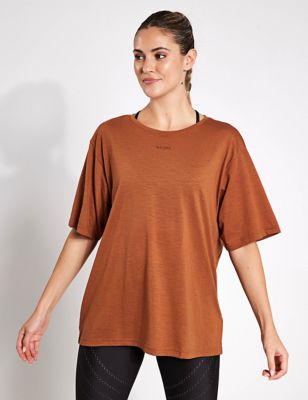 Puma Womens Cotton Blend Crew Neck Oversized T-Shirt - XS - Brown, Brown