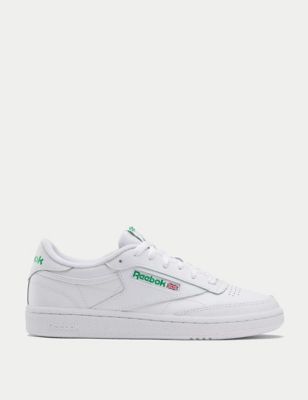 Reebok Womens Club C 85 Leather Lace Up Trainers - 3.5 - White, White,White Mix,Pearl,Grey Mix,Black