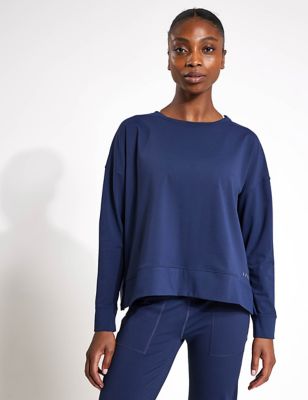 Born Womens Crew Neck Oversized Sweatshirt - Dark Blue, Dark Blue