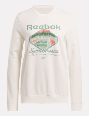 Reebok Womens Classic Court Sport Cotton Rich Sweatshirt - XS - Soft White, Soft White
