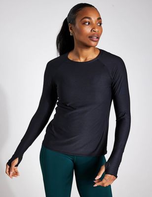 Ymo Womens Tempo Crew Neck Relaxed Top - S - Black, Black,Teal Green