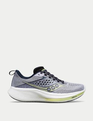 Saucony Women's Ride 17 Trainers - 6 - Grey, Grey,Soft Pink