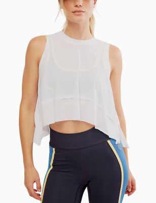Fp Movement Womens Tempo Crew Neck Relaxed Crop Vest Top - White, White,Black,Light Green,Mauve
