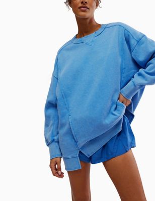 Fp Movement Women's Intercept Cotton Rich Relaxed Sweatshirt - Light Blue, Light Blue,Oatmeal