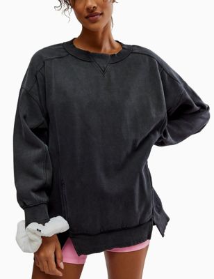 Fp Movement Womens Intercept Cotton Rich Relaxed Sweatshirt - M - Black, Black,Light Blue,Oatmeal