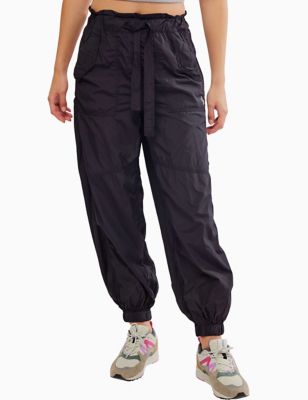 Fp Movement Womens Into The Woods Cuffed High Waisted Joggers - M - Black, Black