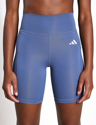 Adidas Women's Optime 7-Inch High Waisted Gym Shorts - Air Force Blue, Air Force Blue