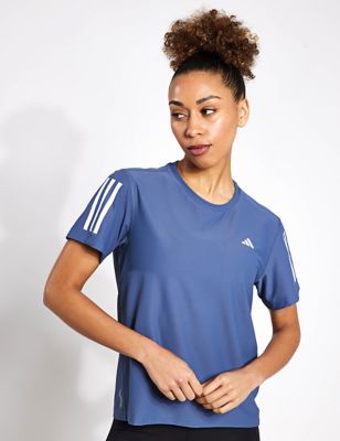 Adidas Womens Own The Run Crew Neck Running T-Shirt - XS - Mid Blue, Mid Blue