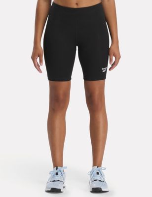 Reebok Women's Identity Cotton Rich High Waisted Gym Shorts - XS - Black, Black