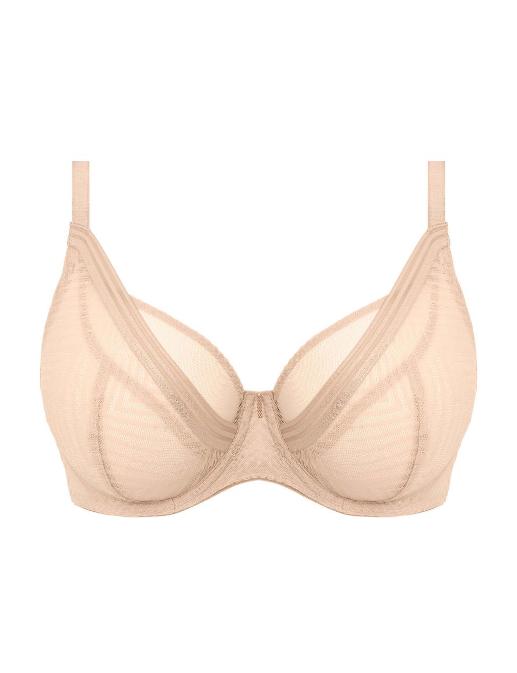Tailored Geometric Mesh Lace Wired Plunge Bra D-H image 2