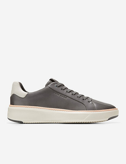 cole haan grandpro topspin leather lace up trainers - 8.5 - grey mix, grey mix