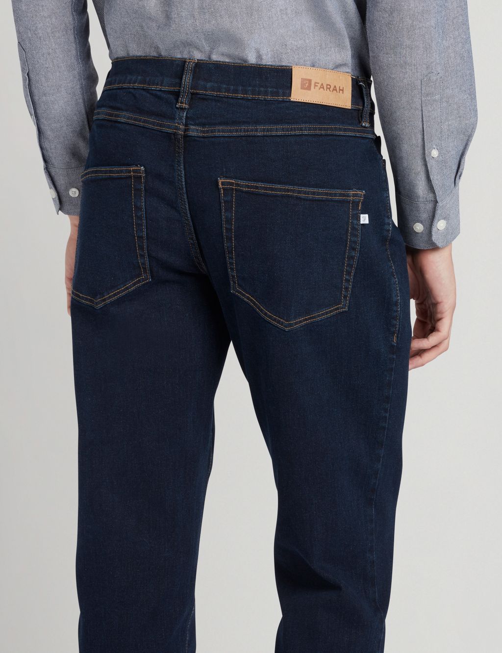 Men's Signature Five-Pocket Jeans with Stretch, Slim Straight Deep Blue 30x34, Cotton/Leather | L.L.Bean