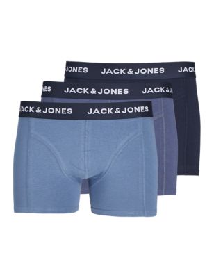 Jack & Jones Mens 3pk Cotton Blend Logo Trunks - M - Multi, Multi