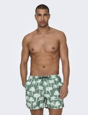 Only & Sons Men's Printed Swim shorts - Green Mix, Green Mix