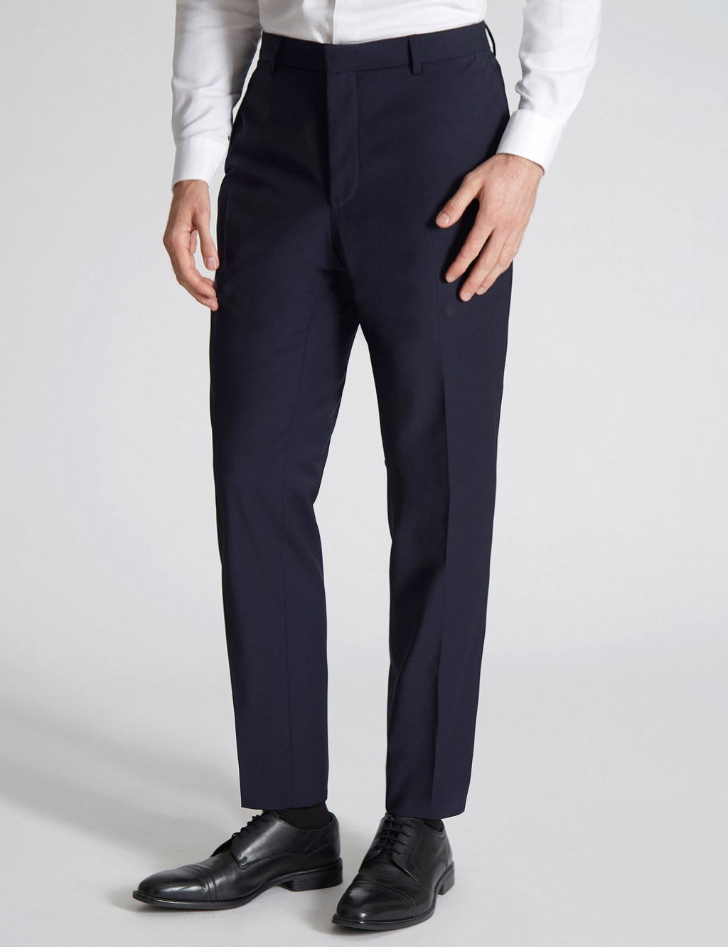 CLITHS Cotton Trousers for Men Navy Blue/Formal Pants for Men Slim Fit