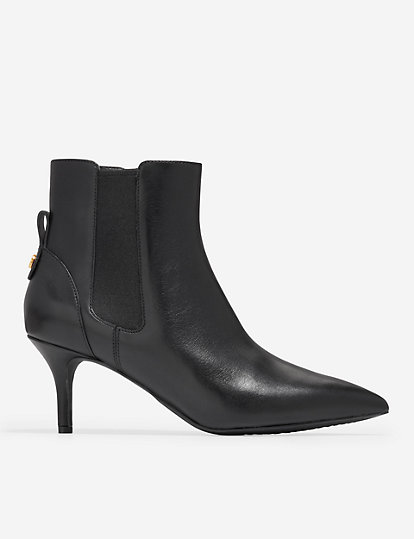 cole haan go-to park leather kitten heel ankle boots - 4 - black, black