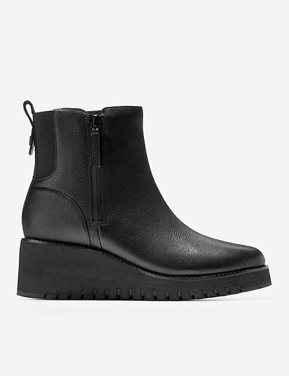 cole haan zerogrand city leather wedge ankle boots - 4 - black, black