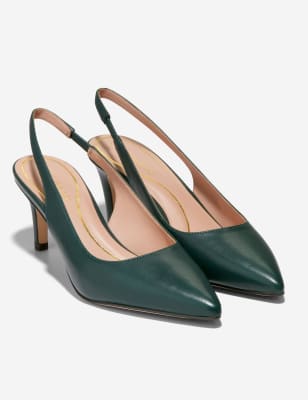 Vandam Leather Kitten Heel Slingback Shoes