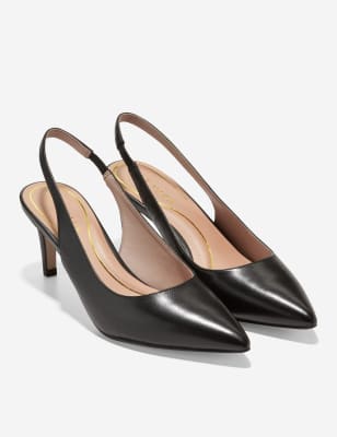 Vandam Leather Kitten Heel Slingback Shoes