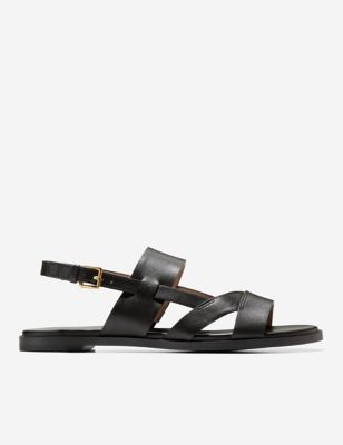 Cole Haan Womens Leather Fawn Buckle Sandals - 4.5 - Black, Black,Gold Mix