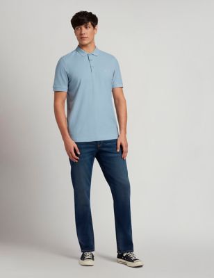 Farah Mens Organic Cotton Polo Shirt - Light Blue, Light Blue,Navy,White