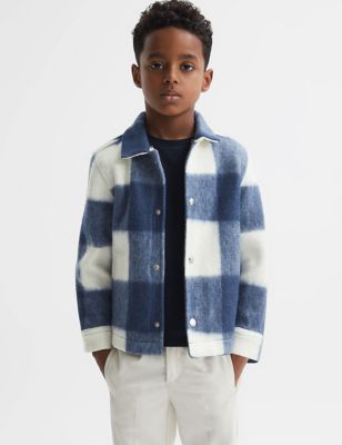 Reiss Boys Checked Hooded Jacket (4-14 Yrs) - 13-14 - Blue, Blue,Green