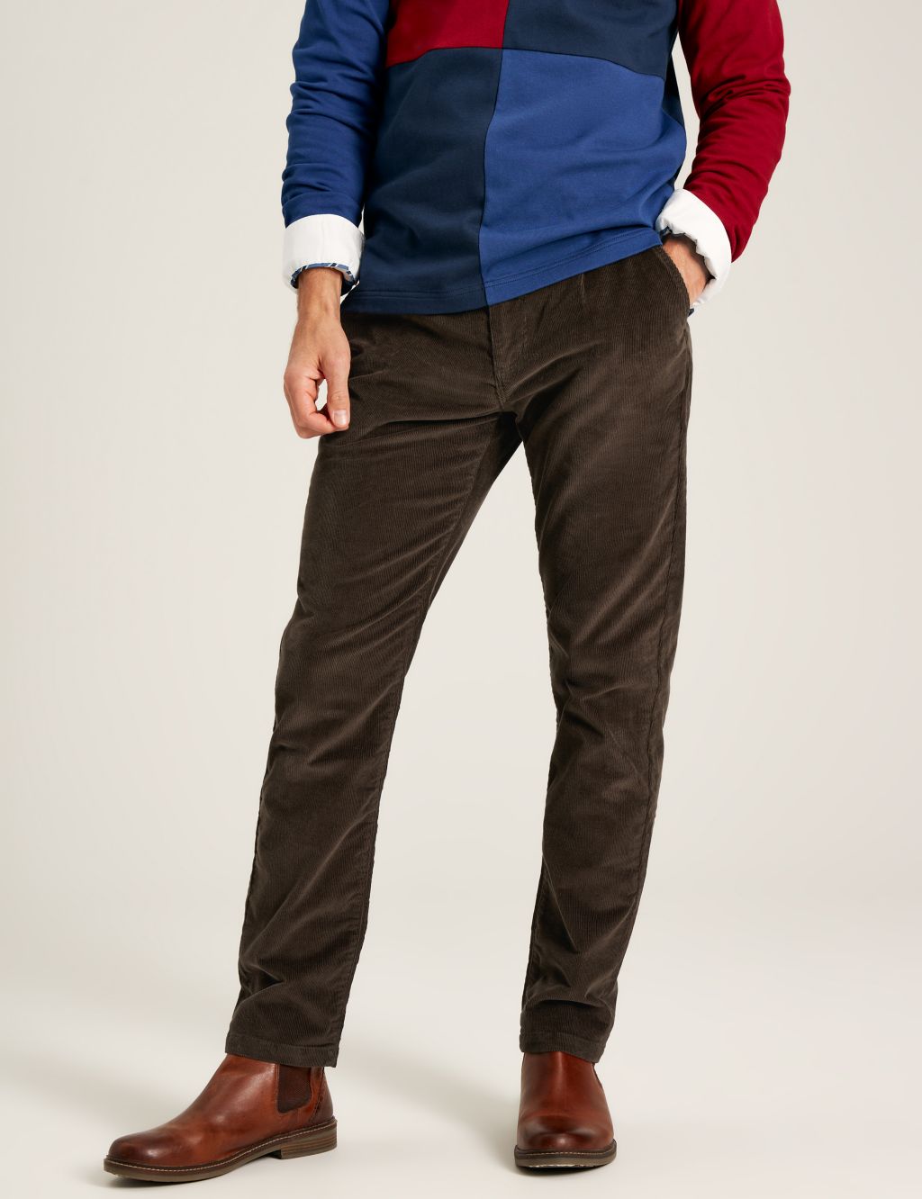 Regular Fit Corduroy Single Pleat Trousers image 1