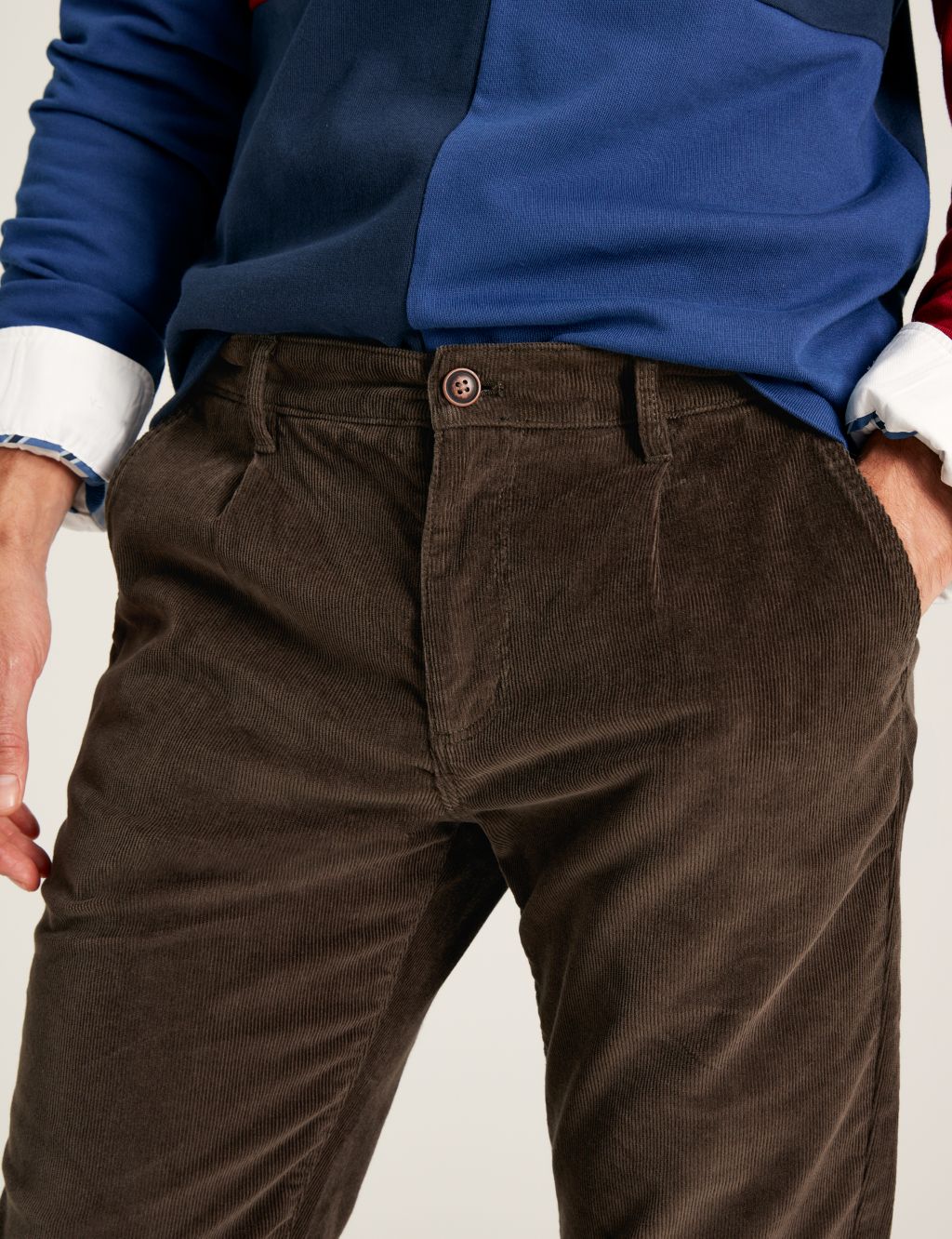 Regular Fit Corduroy Single Pleat Trousers image 5