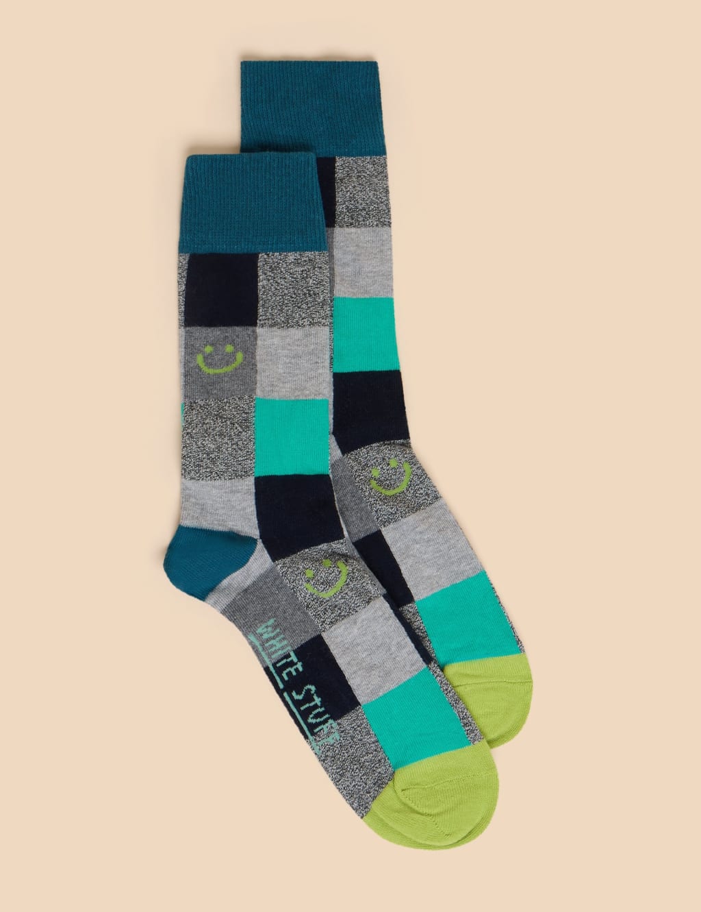 Smiley Check Cotton Rich Socks