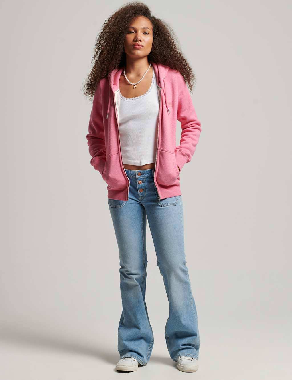 Cotton Rich Logo Embroidered Zip Up Hoodie image 2