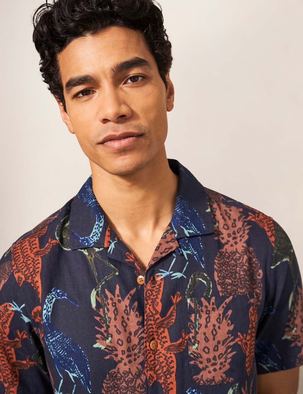 Linen Rich Safari Print Revere Shirt image 3