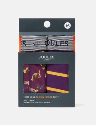 Joules Mens 2pk Cotton Rich Assorted Pattern Boxers - L - Multi, Multi