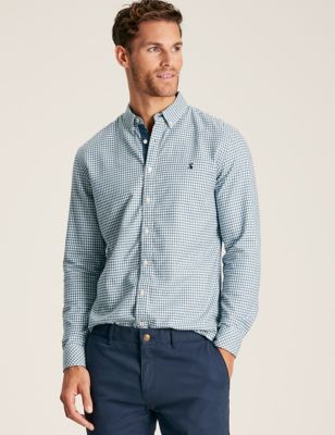 Joules Men's Brushed Cotton Gingham Check Oxford Shirt - Blue Mix, Blue Mix