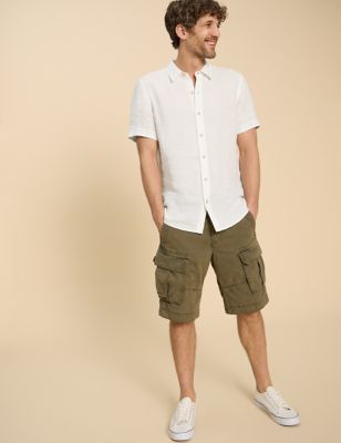 White Stuff Men's Pure Linen Shirt - XL, White,Orange,Red,Green,Black